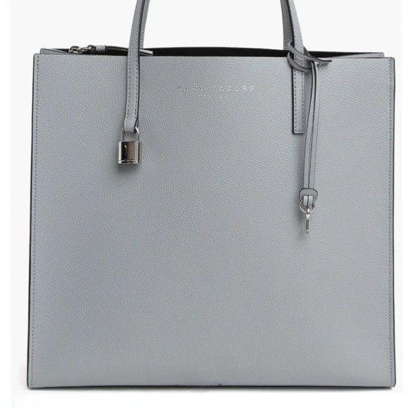 Marc Jacobs The Grind Large Leather Tote Bag Pebbled Leather Rock Grey NWT $450 - Picture 2 of 6